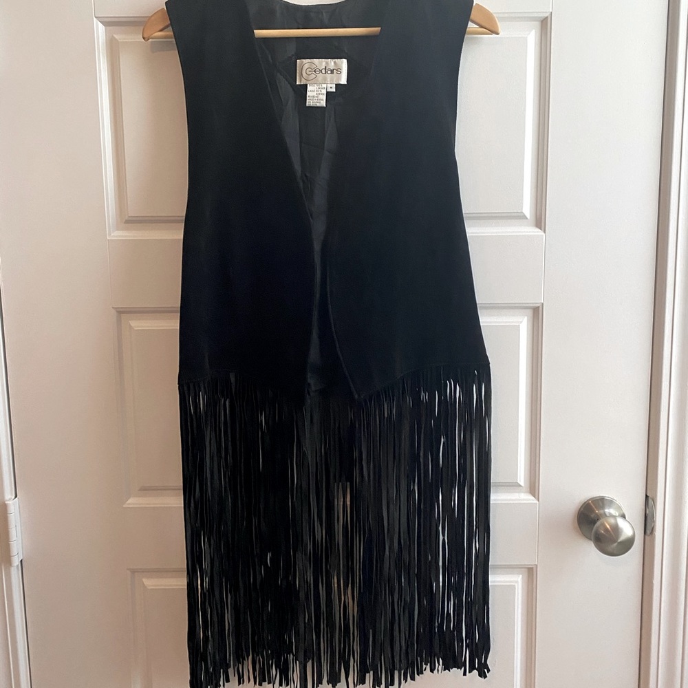 Black leather fringed vest. 100% leather! Beautifu